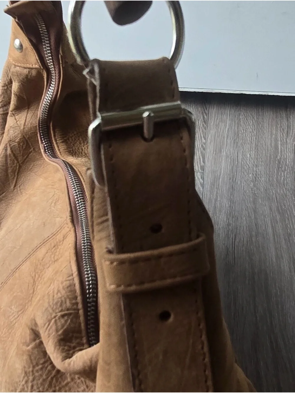 Tan Leather Hobo Shoulder Bag - Unbranded
